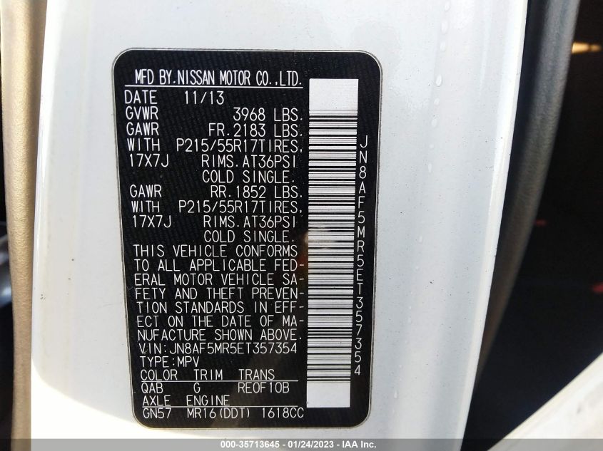 2014 NISSAN JUKE S - JN8AF5MR5ET357354