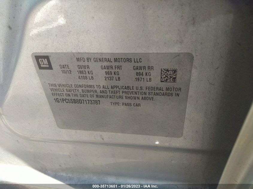 2013 CHEVROLET CRUZE 1LT - 1G1PC5SB8D7173787