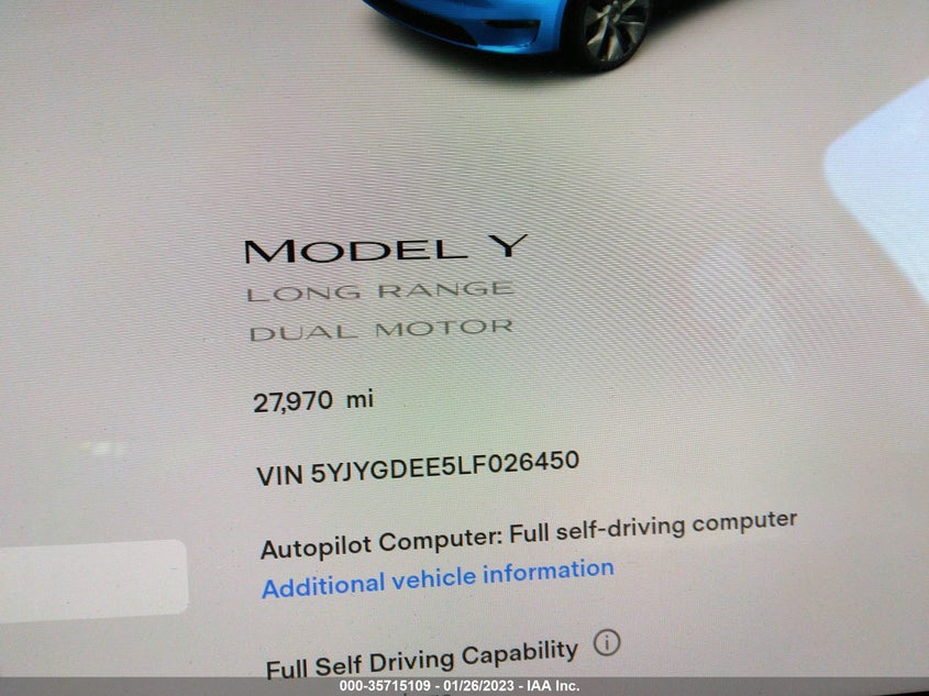 VIN 5YJYGDEE5LF026450 2020 TESLA MODEL Y LONG RANGE