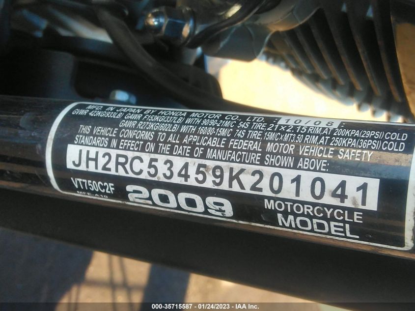 2009 HONDA VT750 C2F JH2RC53459K201041