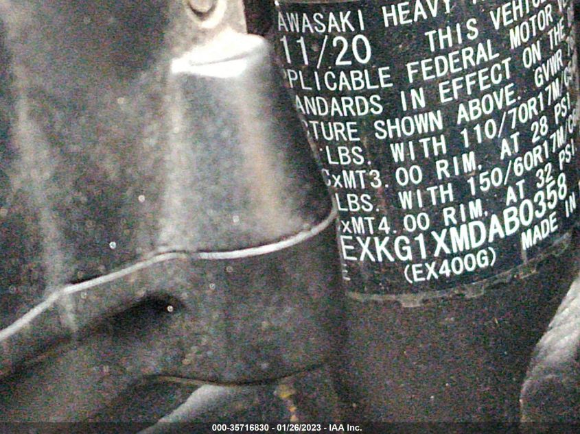 2021 KAWASAKI EX400 JKAEXKG1XMDAB0358