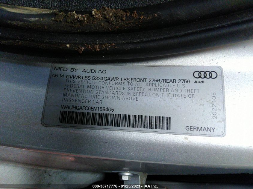 2014 AUDI A6 3.0T PRESTIGE WAUHGAFC6EN158405