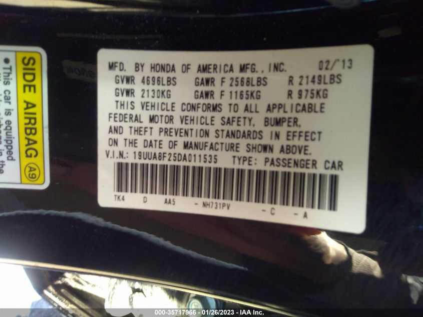 2013 ACURA TL 19UUA8F25DA011535