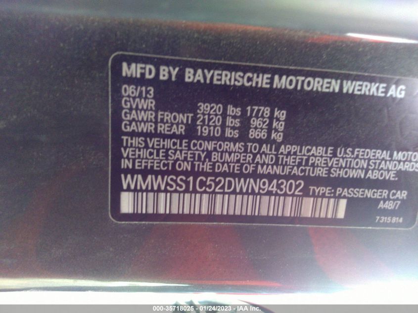 2013 MINI COOPER PACEMAN WMWSS1C52DWN94302