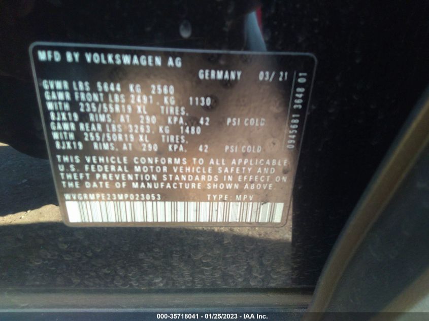 2021 VOLKSWAGEN ID.4 PRO WVGRMPE23MP023053