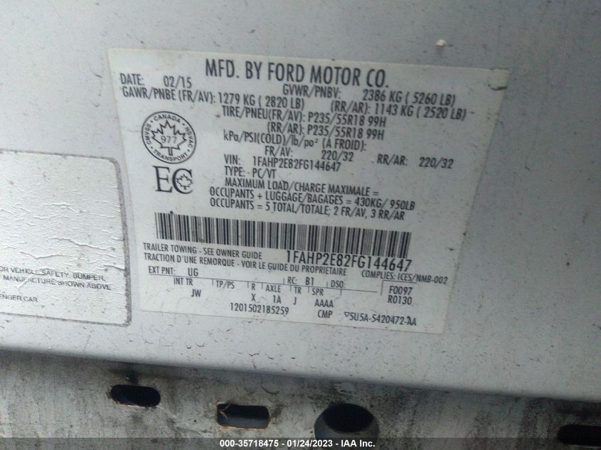 2015 FORD TAURUS SEL - 1FAHP2E82FG144647