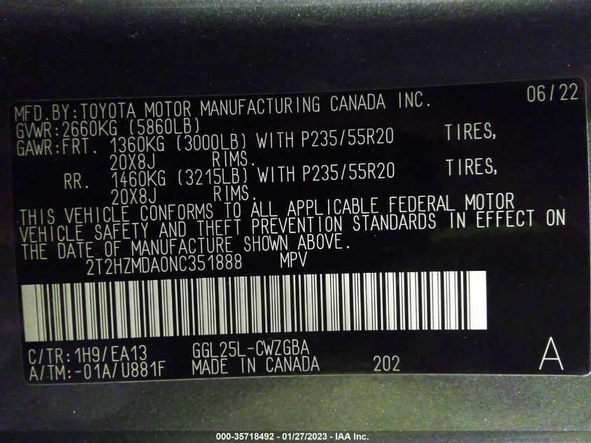 2T2HZMDA0NC351888 Lexus RX RX 350 9