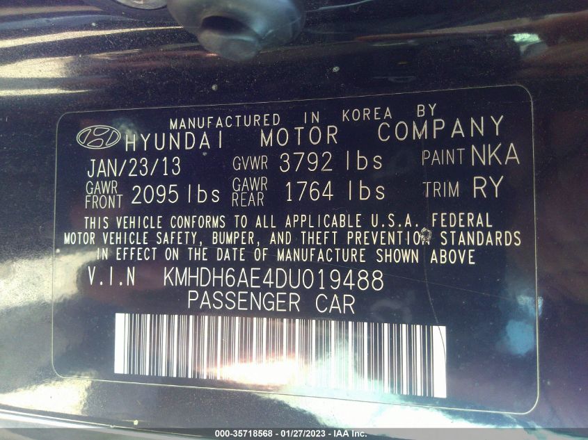 2013 HYUNDAI ELANTRA COUPE GS KMHDH6AE4DU019488
