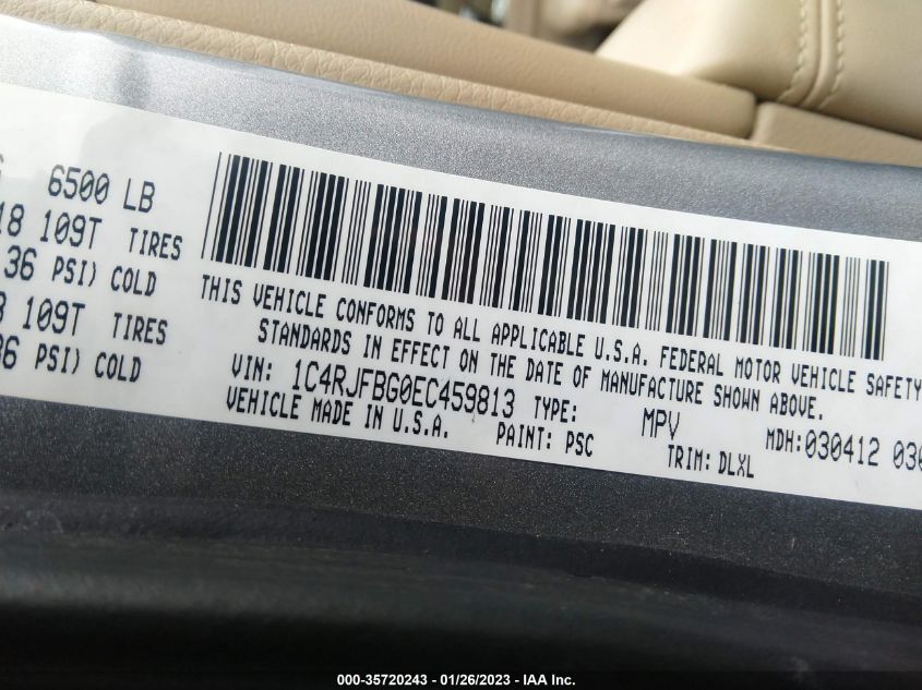 2014 JEEP GRAND CHEROKEE LIMITED 1C4RJFBG0EC459813