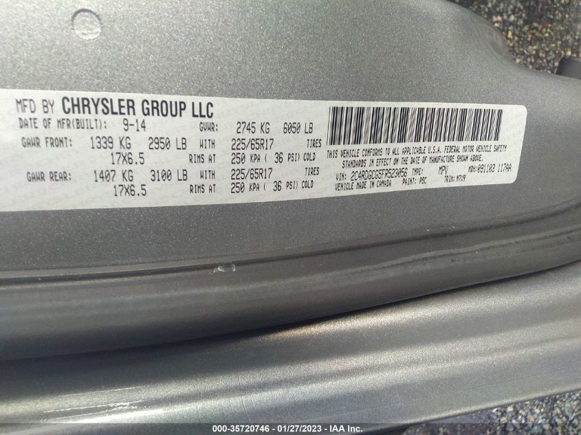2015 DODGE GRAND CARAVAN SXT - 2C4RDGCG5FR523056