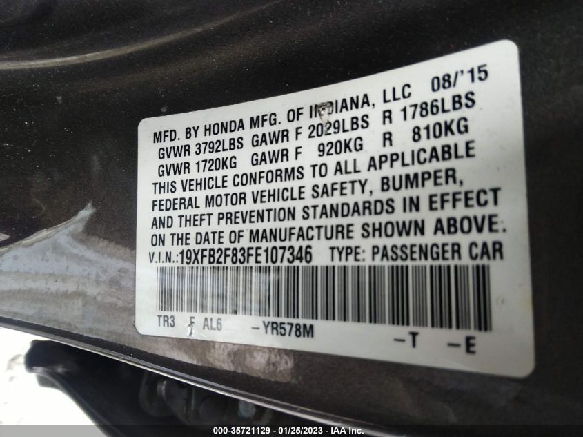 2015 HONDA CIVIC SEDAN EX 19XFB2F83FE107346