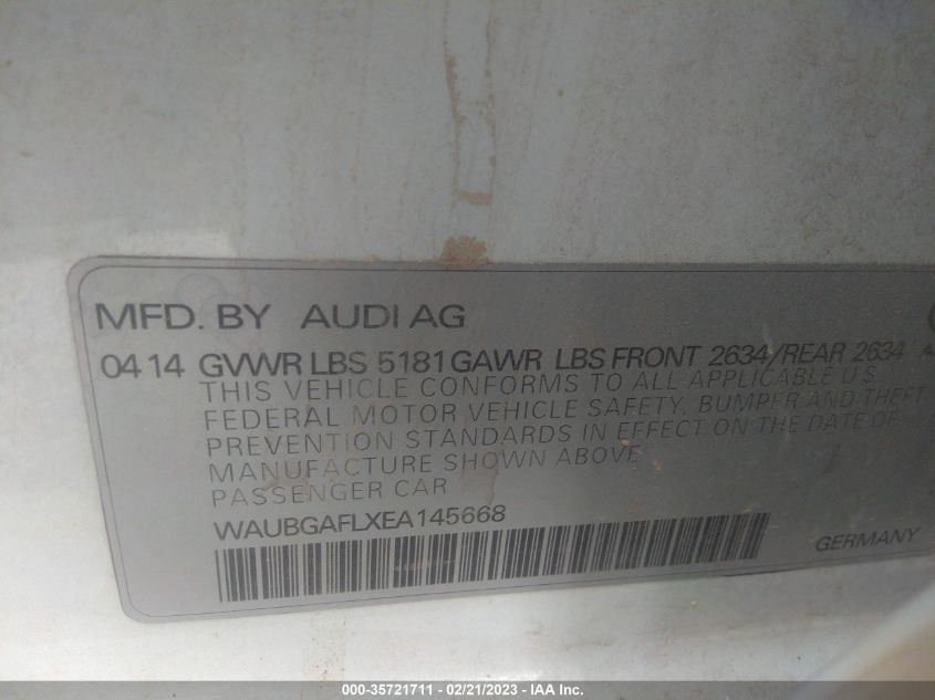 2014 AUDI S4 PREMIUM PLUS - WAUBGAFLXEA145668