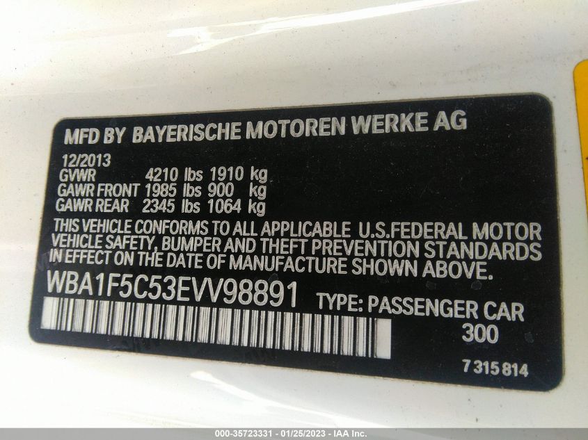 2014 BMW 2 SERIES 228I - WBA1F5C53EVV98891