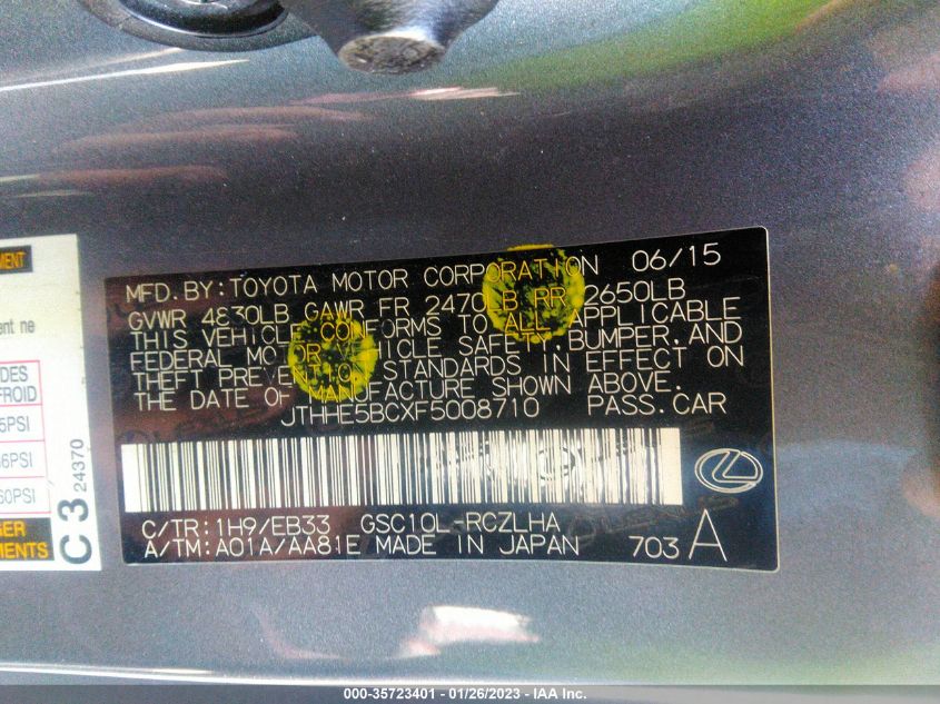 2015 LEXUS RC 350 - JTHHE5BCXF5008710