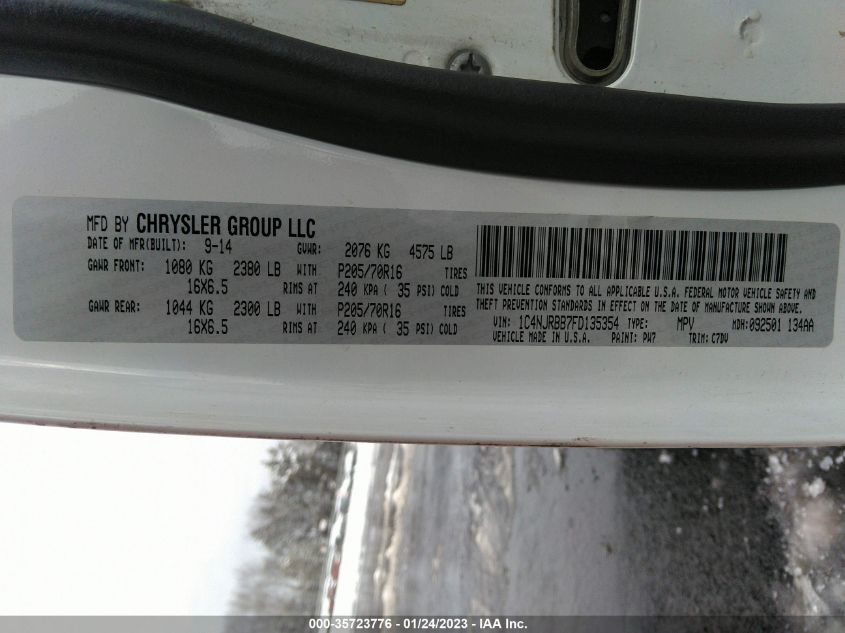 2015 JEEP PATRIOT SPORT 1C4NJRBB7FD135354