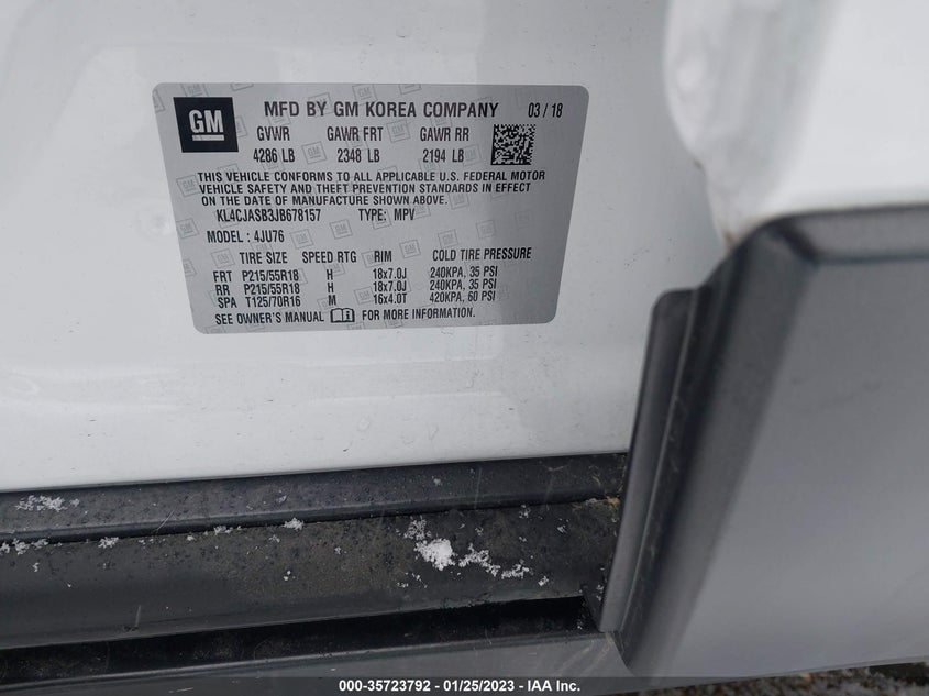 VIN KL4CJASB3JB678157 2018 BUICK ENCORE PREFERRED