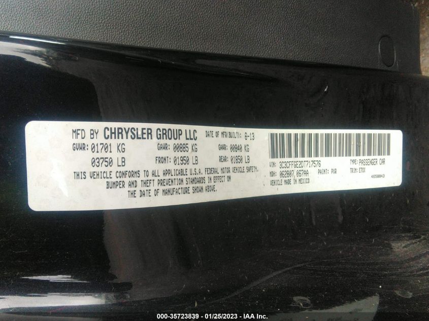 2013 FIAT 500E BATTERY ELECTRIC - 3C3CFFGE2DT717576
