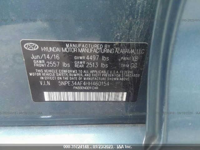 2017 HYUNDAI SONATA SPORT 5NPE34AF4HH460154