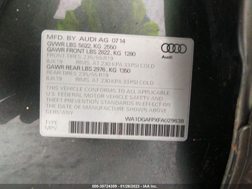 2015 AUDI Q5 PREMIUM PLUS - WA1DGAFPXFA029638