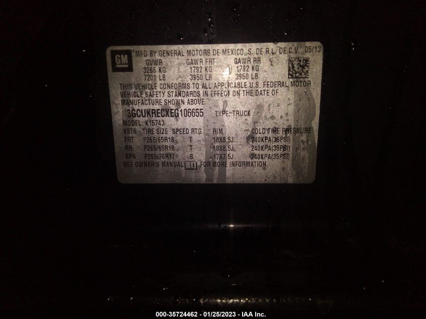 2014 CHEVROLET SILVERADO 1500 LT - 3GCUKRECXEG106655
