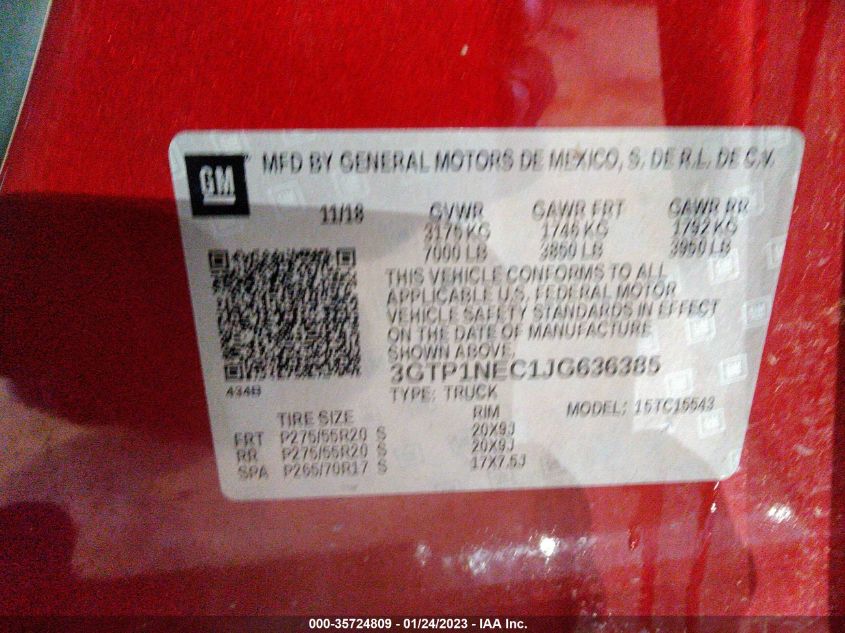 2018 GMC SIERRA 1500 SLT 3GTP1NEC1JG636385