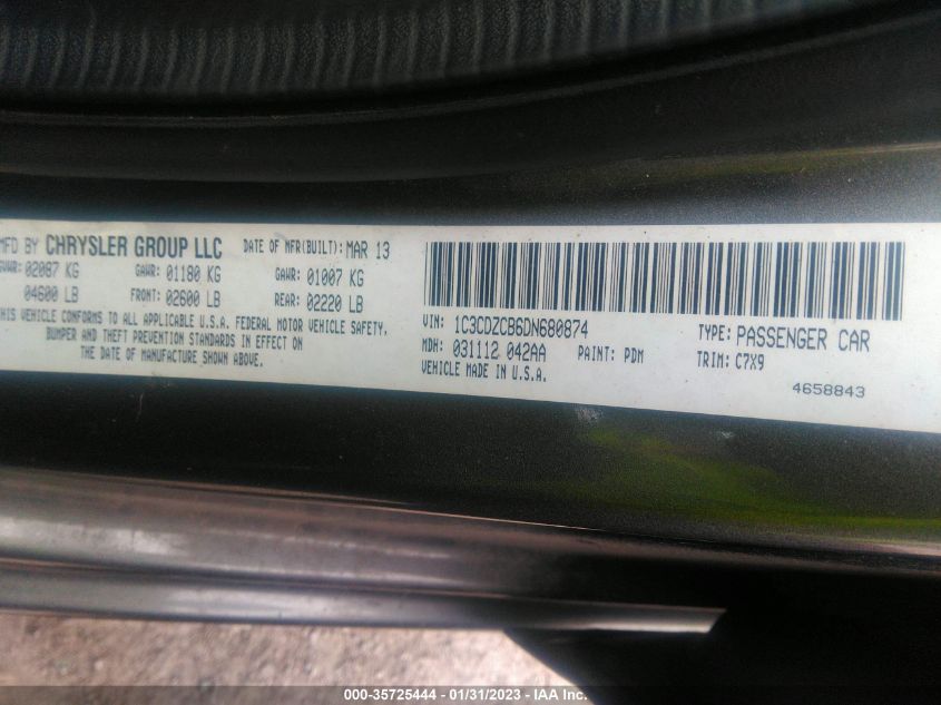 2013 DODGE AVENGER SXT - 1C3CDZCB6DN680874