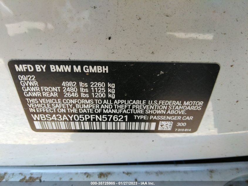 WBS43AY05PFN57621 2023 BMW M3, photo no. 9