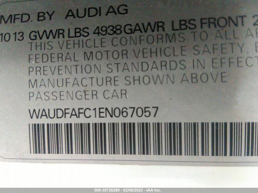 2014 AUDI A6 2.0T PREMIUM PLUS - WAUDFAFC1EN067057