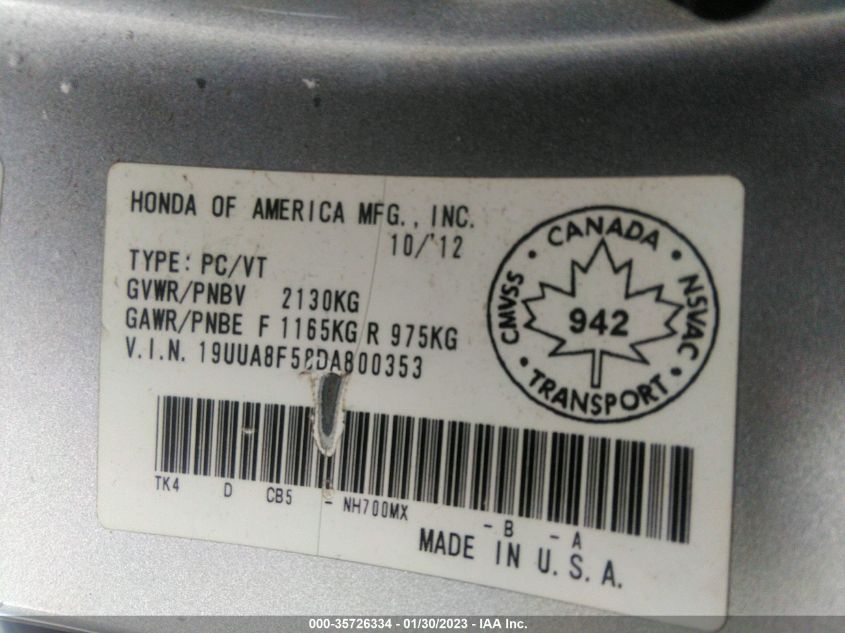 2013 ACURA TL TECH - 19UUA8F58DA800353