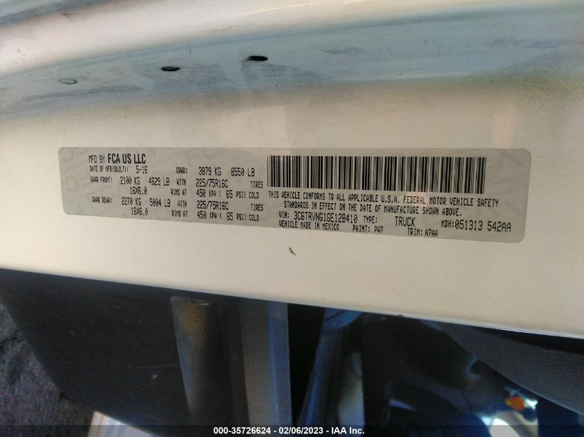 2016 RAM PROMASTER CARGO VAN 3C6TRVNG1GE128410