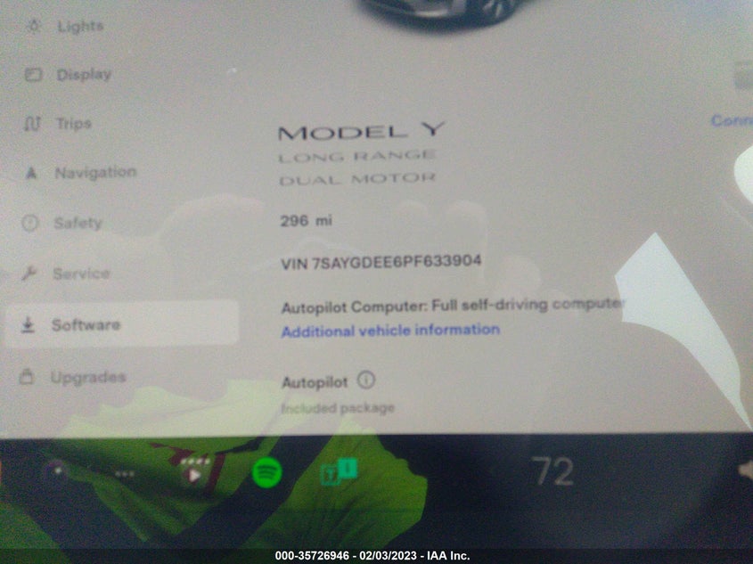 VIN 7SAYGDEE6PF633904 2023 TESLA MODEL Y LONG RANGE