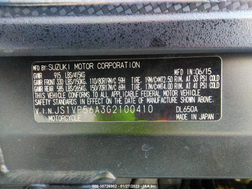 2016 SUZUKI DL650 A - JS1VP56A3G2100410