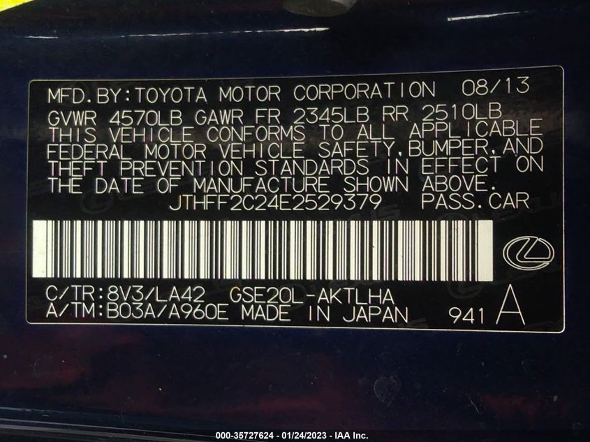 2014 LEXUS IS 250C JTHFF2C24E2529379