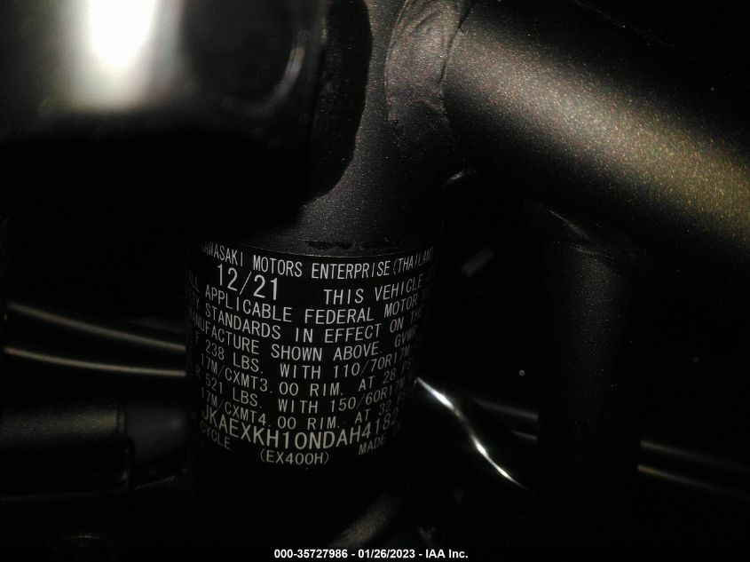 2022 KAWASAKI EX400 JKAEXKH10NDAH4182