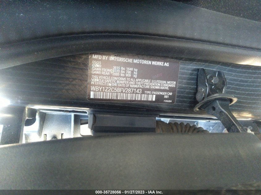 2015 BMW I3 WBY1Z2C58FV287143