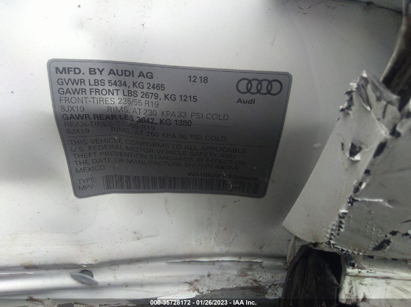 VIN WA1BNAFY0K2035068 2019 AUDI Q5 no.9