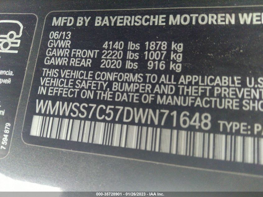 2013 MINI COOPER PACEMAN S ALL4 WMWSS7C57DWN71648