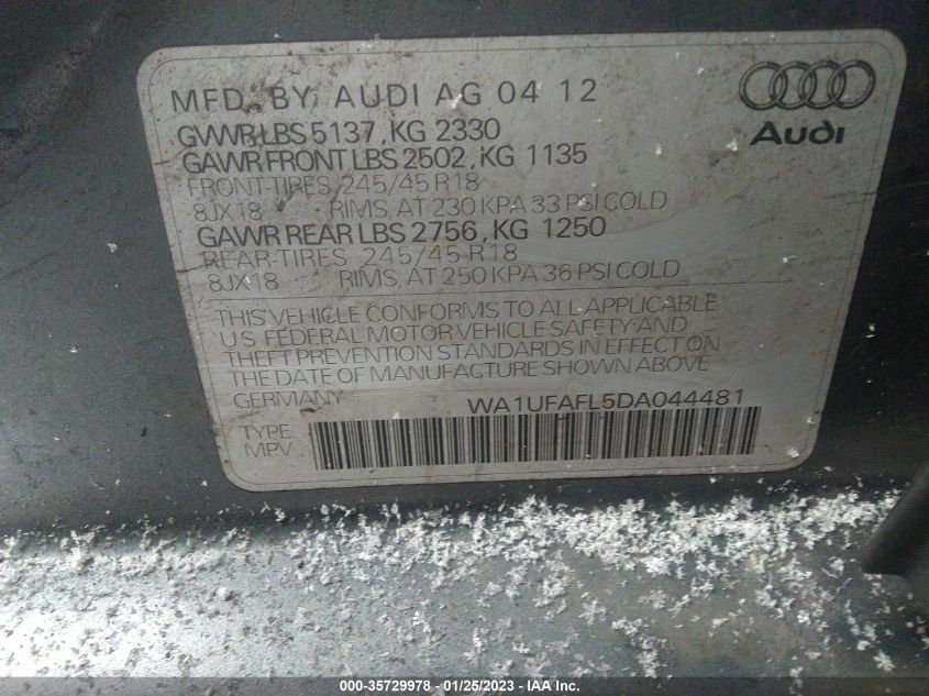 2013 AUDI ALLROAD PREMIUM PLUS WA1UFAFL5DA044481