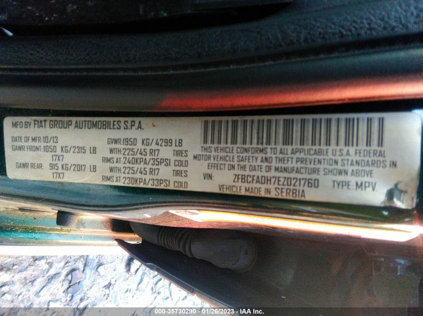 2014 FIAT 500L TREKKING ZFBCFADH7EZ021760