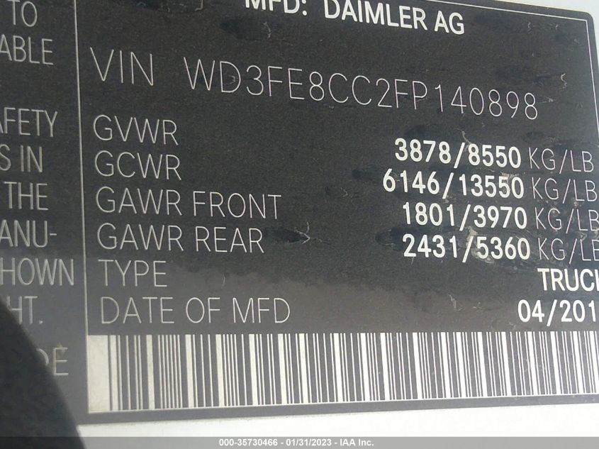 2015 MERCEDES-BENZ SPRINTER CARGO VANS WD3FE8CC2FP140898