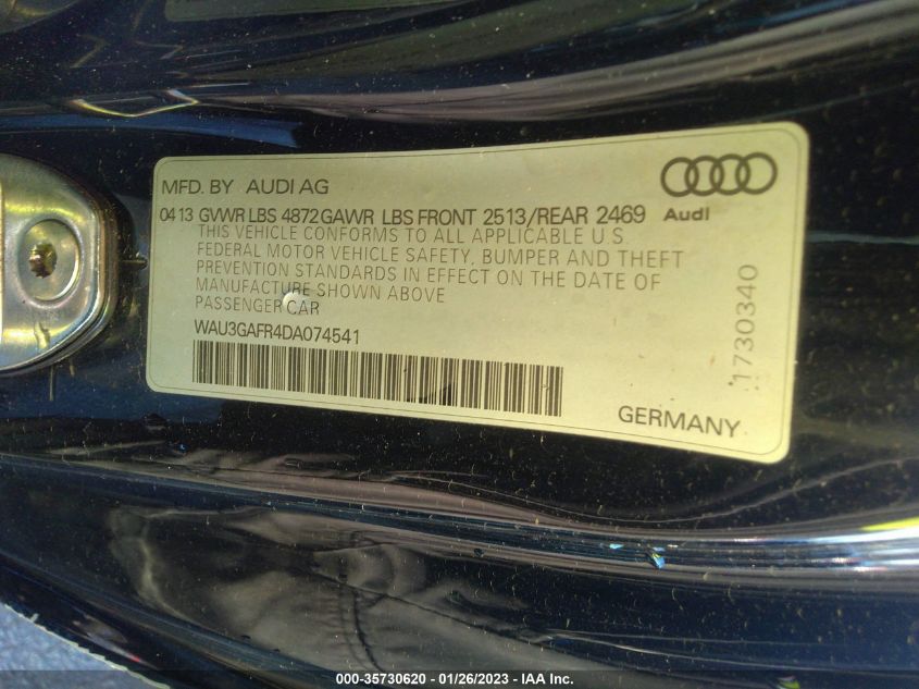 2013 AUDI S5 PRESTIGE WAU3GAFR4DA074541