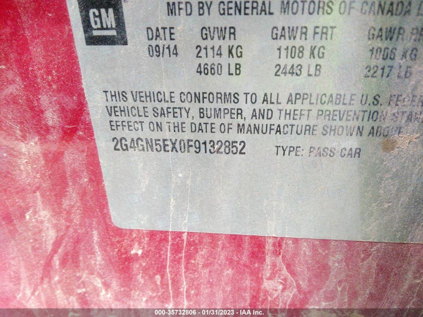 2015 BUICK REGAL PREMIUM I 2G4GN5EX0F9132852