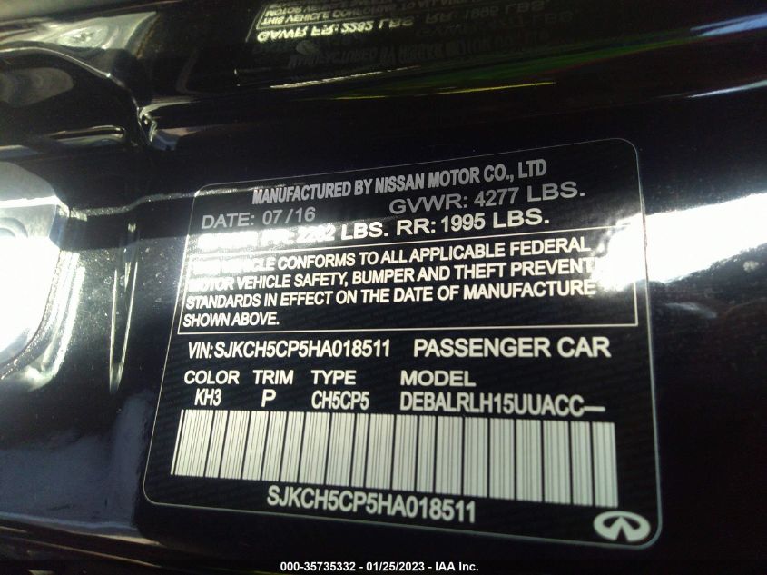 2017 INFINITI QX30 PREMIUM SJKCH5CP5HA018511