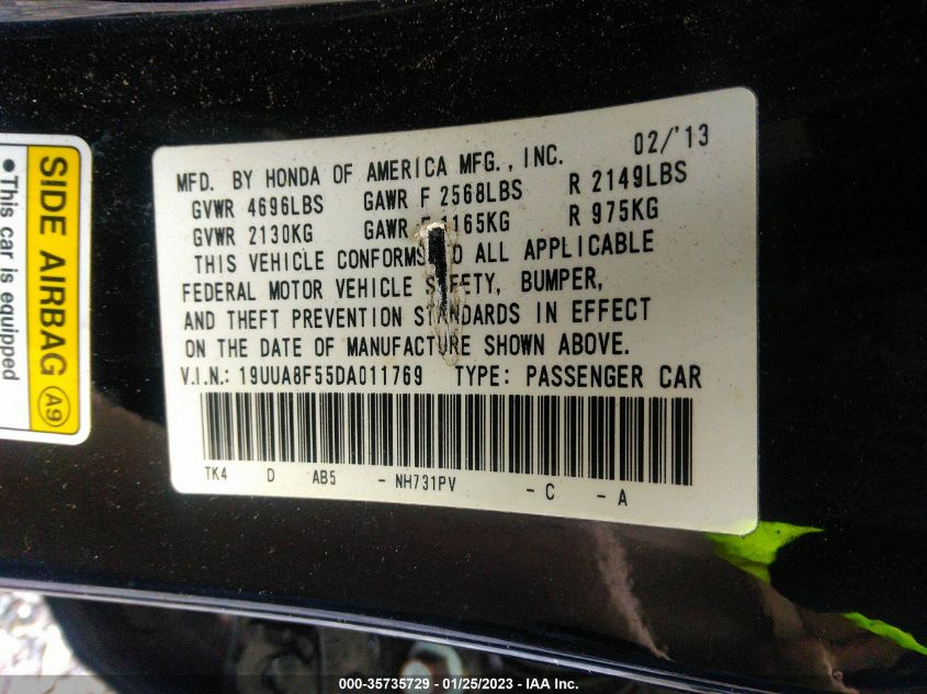 2013 ACURA TL TECH 19UUA8F55DA011769