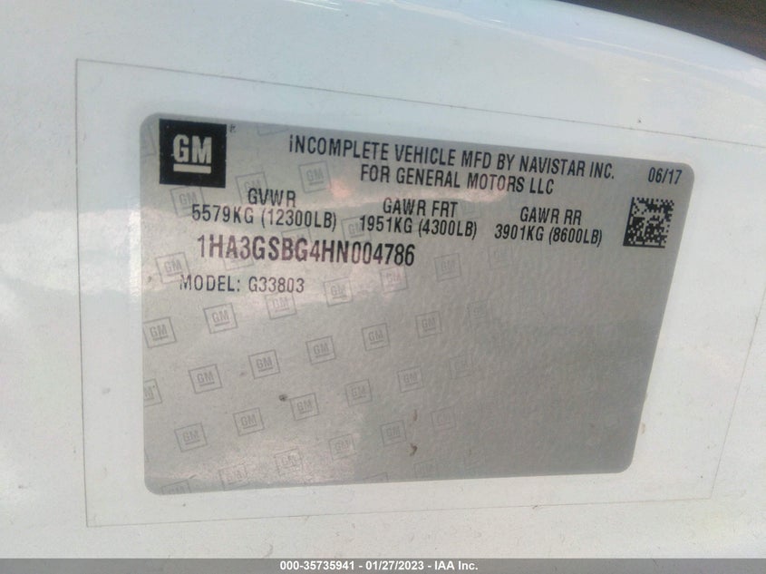 2017 Mcrl Bus   Белый vin: 1HA3GSBG4HN004786