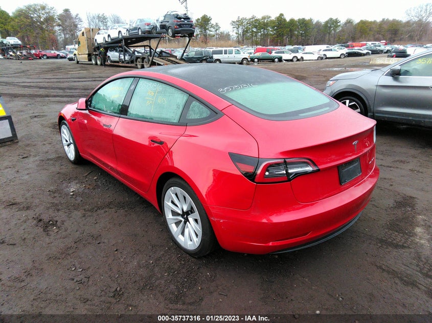 VIN 5YJ3E1EB1NF190432 2022 TESLA MODEL 3 LONG RANGE