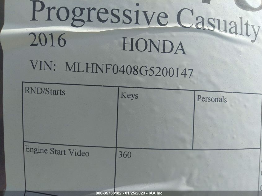 2016 HONDA NSS300 MLHNF0408G5200147