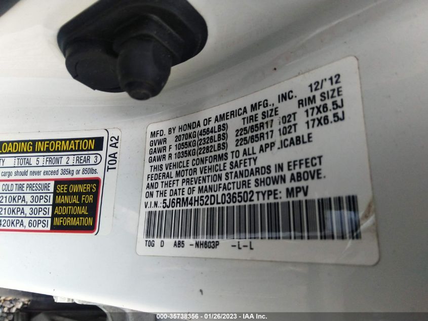 2013 HONDA CR-V EX - 5J6RM4H52DL036502