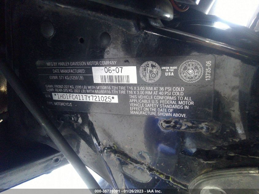2007 HARLEY-DAVIDSON FLHTCUI 1HD1FC4117Y721025