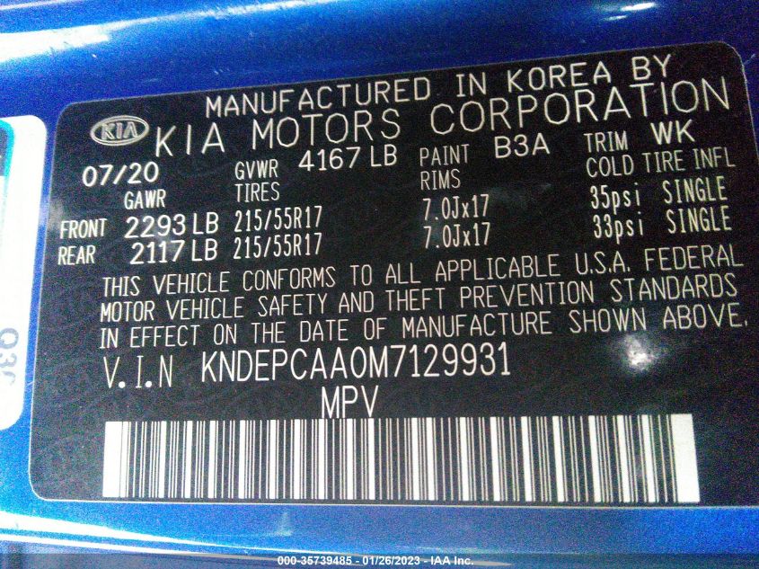 2021 KIA SELTOS LX KNDEPCAA0M7129931